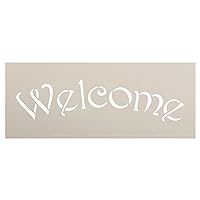 Arched Welcome Stencil for Painting Wood Signs by StudioR12 | Reusable Mylar | Easily Paint Perfect Lettered Signs for Entrance - Front Door - Porch | Use for Crafting, DIY Home Decor