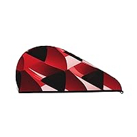 3D Red Checkered Print Dry Hair Cap for Women Coral Velvet Hair Towel Wrap Absorbent Hair Drying Towel with Button Quick Dry Hair Turban for Travel Shower Gym Salons