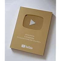 Customizable Youtube YT Play Button/Playbutton for Creators Subscriber Award Milestone Plaque Gold & Silver (Gold)