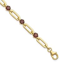 925 Sterling Silver Gold tone 5mm 4.05ga Garnet Paperclip Chain Bracelet Jewelry for Women