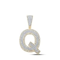 10K Two-tone Gold Mens Diamond Q Letter Charm Pendant 7/8 Ctw.