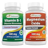 Best Naturals Vitamin B1 as Thiamine Mononitrate 100 mg & Magnesium Oxide 500 mg