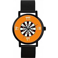 Orange Roman Numerals Dartboard Watch Ladies 38mm Case 3atm Water Resistant Custom Designed Quartz Movement Luxury Fashionable