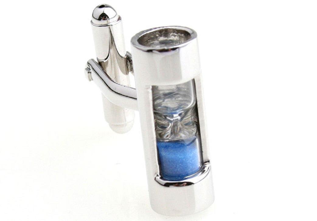 MRCUFF Sand Timer Hourglass Blue Steampunk Sandtimer Pair Cufflinks in Presentation Gift Box & Polishing Cloth