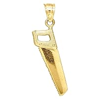 10k Gold Mens Saw Height 26.7mm X Width 13.1mm Tools Charm Pendant Necklace Jewelry Gifts for Men