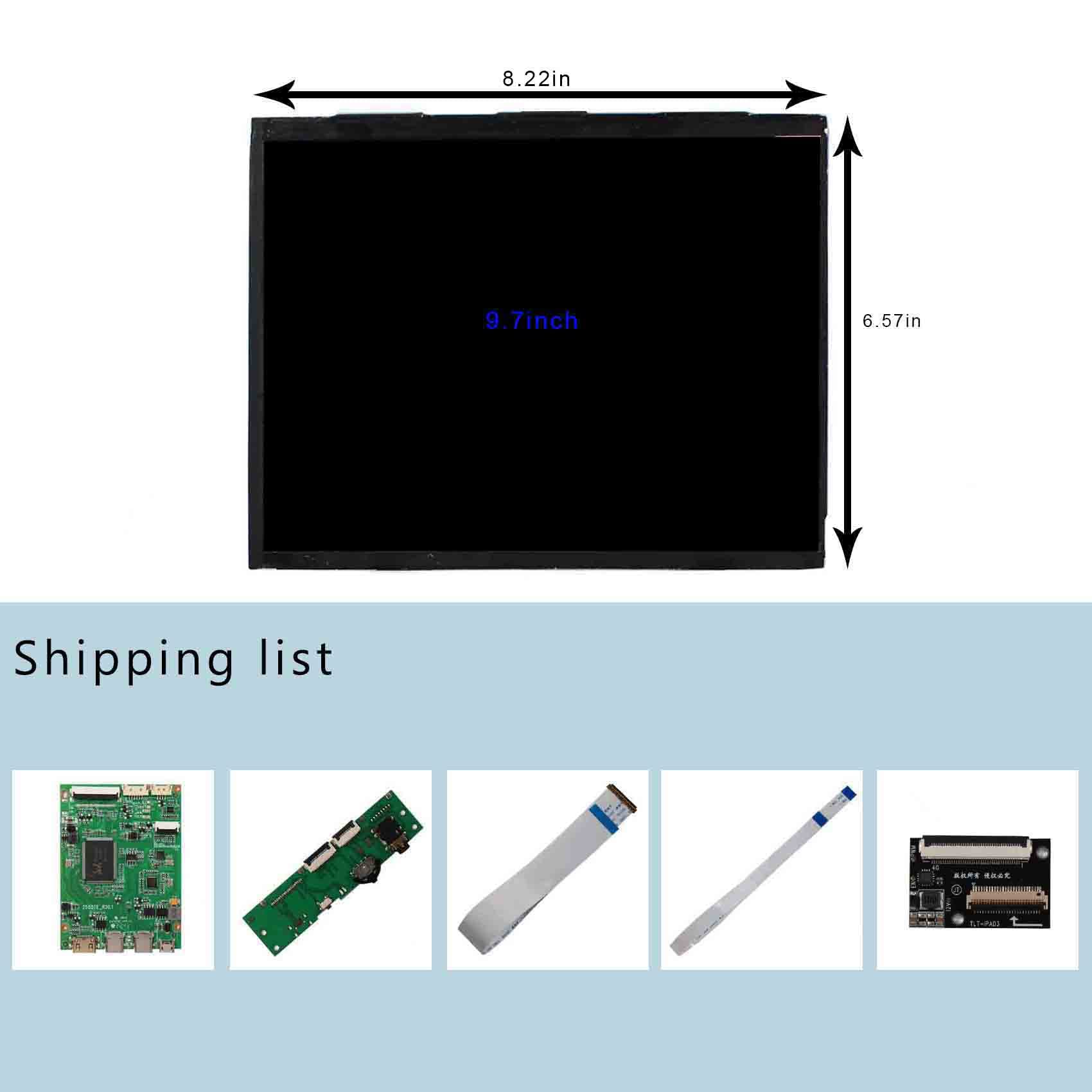 VSDISPLAY 9.7 Inch IPS LCD Screen 2048x1536 9.7'' LP097QX1/LTL097QL01/HQ097QX1 with Type-C Mini HD-MI LCD Controller Board VS-RTD2556HC-V2