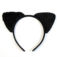 Soft Fabric Velvet Cat Ears Alice Hair Band Headband Cute Fancy Halloween Dress for Ladies and Girls Black Practical