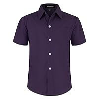 Spring&Gege Boys' Short Sleeve Dress Shirts Formal Uniform Poplin Solid