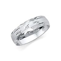 JewelryWeb 14k White Gold For Men CZ Cubic Zirconia Simulated Diamond Wedding Band Ring Size 10