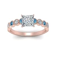 Choose Your Gemstone Antique Bezel Set Engagement Ring Rose Gold Plated Princess Shape Vintage Engagement Rings Minimal Modern Design Birthday Gift Wedding Gift US Size 4 to 12