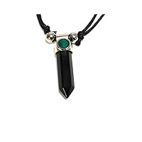 Hexagonal Healing Gemstone Crystal Point Pendant Silver Metal Chrysocolla Adjustable Necklace - Womens Fashion Handmade Jewelry Boho Accessories