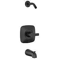 Delta Faucet Modern Matte Black Tub Shower Faucet Set, Matte Black Shower Trim Kit, Shower Fixtures, Bathtub Faucet Set, Matte Black T144339-BLLHD-PP (Shower Head and Valve Not Included)