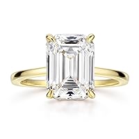 18K Gold Plated 4ct Emerald Cut Cubic Zirconia Engagement Rings For Women Sterling Silver Wedding Ring Promise Ring Sterling Silver Wedding Band