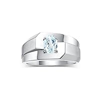Rylos Mens Rings Sterling Silver Ring Classic Solitaire 7X5MM Oval Shape Gemstone Designer Band Color Stone Birthstone Rings For Men, Men's Rings, Silver Rings, Sizes 8,9,10,11,12,13