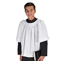 Round Neck Surplice Church Clergy Catholic Christian Vestment Pastor Gift, White Color, Size - 12