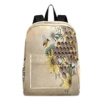 ALAZA Yellow Sunflower Bee Honeycomb Floral Backpack Classic Travel Daypack Casual College School Bags for women men Girls Boys Teens
