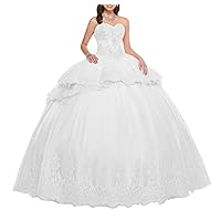 Women's Two Pieces Sweetheart Quinceanera Dresses Crystals Prom Dress Ball Gown