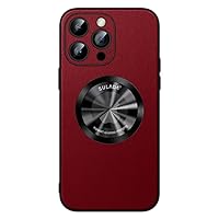 ONNAT-Leather Case for iPhone 15 Pro Max Unique Material Unique Design Magnetic Phone case Ultra-Thin and Lightweight Beyond The Feeling of Genuine Leather (Red)