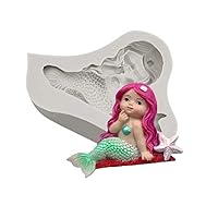 Mermaid Fondant Mold Cute 3D Sleeping Baby Girl Mould Cake Topper DIY Decoration Baking Tool (HY-41)