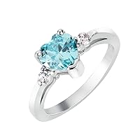 Cubic Zirconia Heart Promise Ring Sterling Silver (Color Options, Size 3-15)