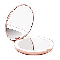 LED Lighted Travel Makeup Mirror, 1x/10x Magnification - Daylight LED, Compact, Portable, Large 5