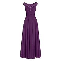 AnnaBride Mother ofThe Bride Dress Beaded Chiffon Formal Wedding Party Gown Prom Dresses Grape US 22W