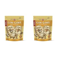GIN GINS Double Strength Ginger Hard Candy by The Ginger People – Anti-Nausea and Digestion Aid, Individually Wrapped Healthy Candy - Double Strength Ginger Flavor, 3 oz Bags - (Pack of 2)