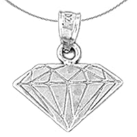 Silver Diamond Necklace | Rhodium-plated 925 Silver Diamond Pendant with 18