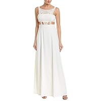 Aidan Mattox Women's Crepe and Lace Gown with Trim Detail and Cut Outs