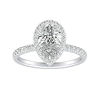 Diamond Wish 1 Carat Fancy Shapes Lab Grown Diamond Skylar Halo Ring for Women in 14k White Gold with Side Stones (E-F, VS1-VS2, 1.00 cttw) Engagement Anniversary Wedding Promise Ring Size 6 to 8