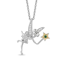 Disney Tinker Bell Created Emerald & Cubic Zirconia Pendant Necklace 14k White Gold Finish