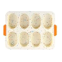 Oval Cake Mold Silicone French Bread Baking Non-Stick Household, Handmade 23.834.52.5/White dots (Two Packs)