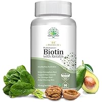 LAM Plant Based Biotin with Keratin |Biotin 30mcg | Supplement for Hair Growth, Strong Hair and Glowing Skin,& Stong Nails (90 Capsules)