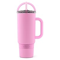 Ello Port 40oz Tumbler with Carry Loop & Integrated Handle, Vacuum Insulated Stainless Steel Reusable Water Bottle, Travel Mug with Leak Proof Lid and Straw, Perfect for Iced Coffee and Tea