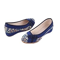 Women and Ladies' Flower Frog Print Wedge Shoes Sandals Cheongsam Shoe