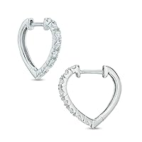 1/5 CT. T.W. Round Cut Clear D/VVS1 Diamond Heart-Shaped Hoop Earrings In 10K White Gold Plated With 925 Sterling Silver