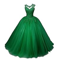 Women's Halter Ball Gowns Lace Appliques 3D Floral Quinceanera Dresses Long Prom Gowns for Sweet 16 Dresses