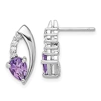 925 Sterling Silver Rhodium Plated Amethyst and CZ Cubic Zirconia Simulated Diamond Post Earrings Measures 15.6x7.5mm Wide Jewelry for Women