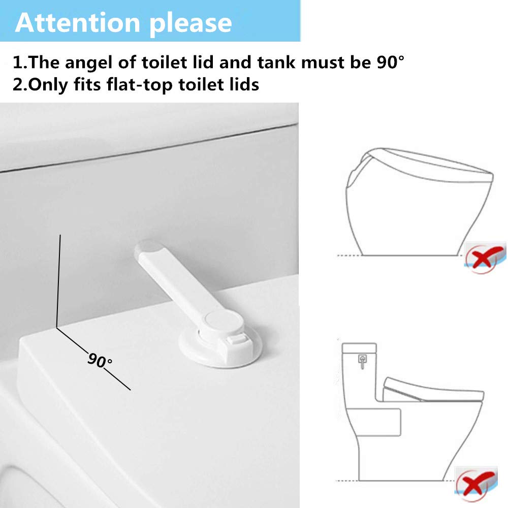 Baby Proofing Toilet Locks, Child Safety Toilet Seat Locks Prevent Toddler Cats Opening Toilet Lid, Easy to Install Child Proof & Pet Proof (2 Pack)