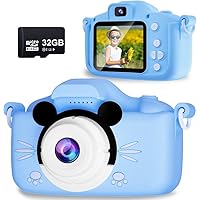 Kids Camera for Boys and Girls, Gavonde Digital Camera for Children, Toddler Camera Birthday Gift for Age 3 4 5 6 7 8 9 with 32GB SD Card, 20MP HD Kids Video Camera Recorder 1080P IPS (Blue)