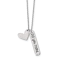 925 Sterling Silver Rhodium Plated Heart Love You More Necklace 18 Inch Jewelry for Women