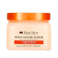 Tree Hut Shea Sugar Scrub Tropical Mango, 18oz, Ultra Hydrating and Exfoliating Scrub for Nourishing Essential Body Care