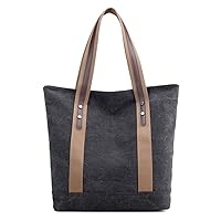 Canvas Everyday Tote Bags for Women with Zipper Breathable Top-Handle Handbag for Work Shoulder Shopping Travel Tote