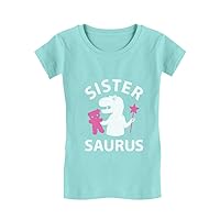 Trex Saurus Big Sister Shirt Pregnancy Reveal Sibling Girls Kids Fitted T-Shirt