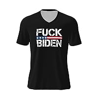 Fuck Joe Biden T-Shirts Men's Casual Football Jersey V-Neck Short Sleeve T-Shirt