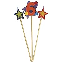 34046 - Number 6 Star Birthday Candles Set of 3