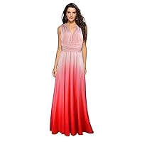Women Evening Long Maxi Gradient Ombre Dress Convertible Transformer Wedding Party Cocktail Homecoming Gown