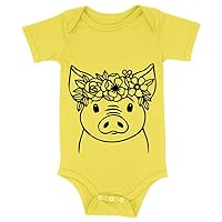 Floral Pig Baby Onesie - Pig Apparel - Pig Stuff