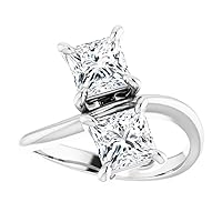 925 Silver,10K/14K/18K Solid White Gold Handmade Engagement Ring 2 CT Princess Cut Moissanite Diamond Solitaire Wedding/Gorgeous Gift for/Her Wife Rings