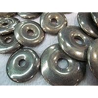 8pcs 40-60mm Genuine Raw Pyrite Round Donut Pendant Golden Grey Gleaming Pyrite Beads